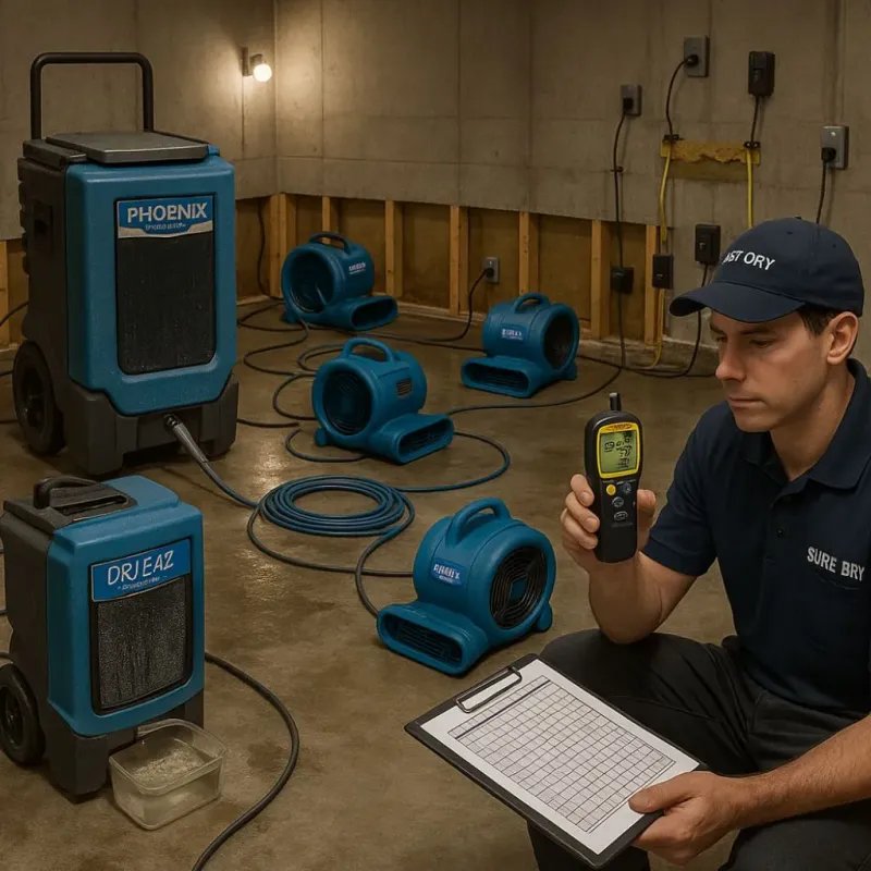 Structural Drying and Dehumidification process in Pottsville, AR
